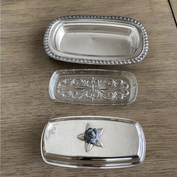 FBRogers Dining Vintage Fb Rogers Silver On Copper Butter Dish With